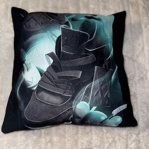 Black and Teal Graphic Throw Pillow